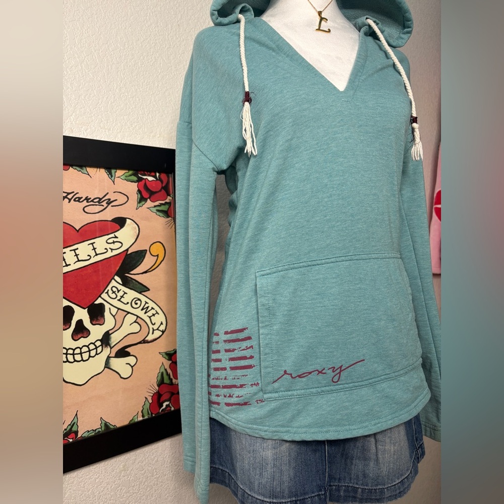 Blue Roxy V-Neck Sweater Top - Picture 2 of 7